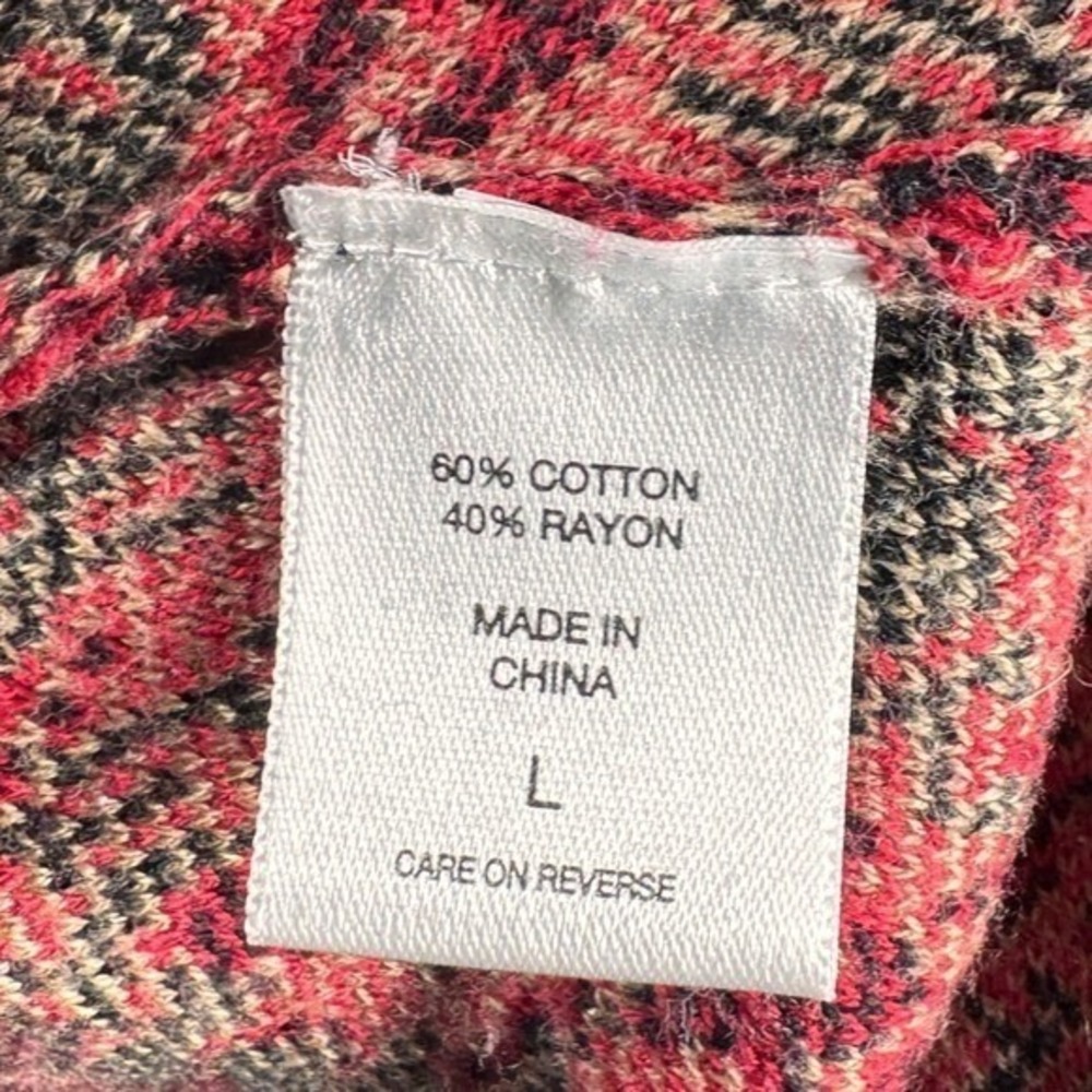 New York & Company Brown Houndstooth Red Floral Hem Sweater Dress Women's L - Picture 5 of 10